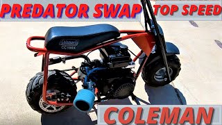 Coleman cc100x minibike gets a Predator 212 swap  Coleman Predator swap [upl. by Kumar]