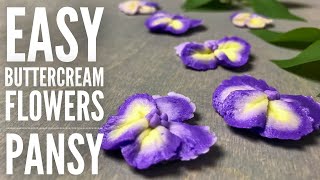 How to pipe a buttercream flower  Easy Pansy piping tutorial pansyviola [upl. by Jervis]