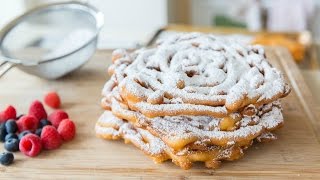 HOMEMADE FUNNEL CAKES RECIPE  Carnival Food [upl. by Brigg]