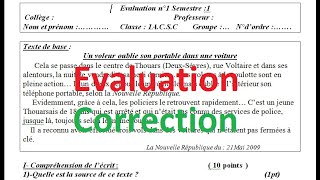 Cours de français  Évaluation 1 Période 1  Correction [upl. by Weitzman]