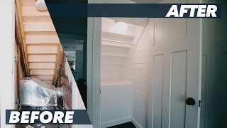 Build a Under Stairs Closet in 1 Day Under 100  DIY Timelapse [upl. by Kreg615]