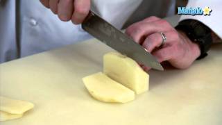 Knife Skills  How to Cut a Paysanne With a Potato [upl. by Nitsruk483]