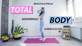 ESERCIZI PER DIMAGRIRE A CASA SENZA ATTREZZI NO RIPETIZIONI TOTAL BODY WORKOUT [upl. by Bowra]