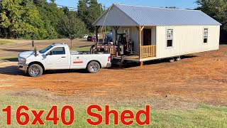 16x40 shed delivery and setup [upl. by Enilorak]