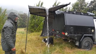 Rain Camping In Popup Car Tent [upl. by Drarej]