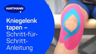 Kniegelenk tapen Anwendung DermaPlast® ACTIVE Kinesiologisches Tape [upl. by Ahsratal]