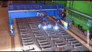 Panel Welding Gantry in operation  automated robot welding at shipyards [upl. by Eenel]