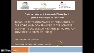 Présentation de létat davancement des travaux de recherche [upl. by Abehs]