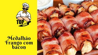 COMO FAZER MEDALHÃO DE FRANGO COM BACON  top food [upl. by Tnirb]