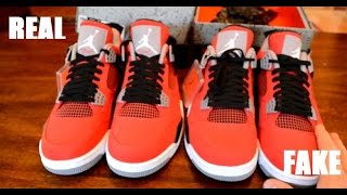 Air Jordan 4 IV Retro quotToroquot Red Real vs Fake Comparison [upl. by Etennaej]