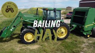 Bailing Grass Alfalfa Hay  John Deere 7510  569 Round Baler [upl. by Sudnor538]