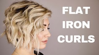 HOW TO CURL WITH A FLAT IRON  short hair [upl. by Nyletak758]