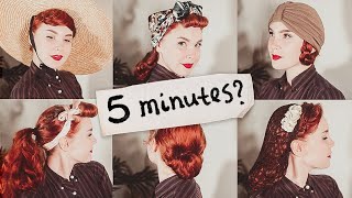 Attempting Vintage Hairstyles in UNDER 5 Minutes [upl. by Acirea20]