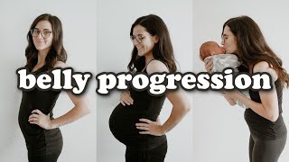 PREGNANT BELLY PROGRESSION  Week by Week Transformation [upl. by Nylecoj]