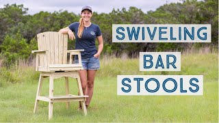 DIY Adirondack Swiveling Barstools  How To Build Tall Wooden Chairs [upl. by Natlus]