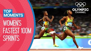 Top 10 Fastest Womens 100m Sprint in Olympic History  Top Moments [upl. by Hachman]