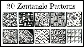 Easy 20 Zentangle Patterns for Beginners [upl. by Sicard572]