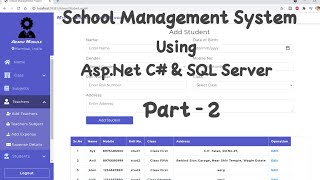 School Management System Project Part 2 in AspNet C amp Sql Server  Tech Tips Unlimited [upl. by Ecnerat]