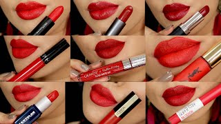 Valentines Red Lipstick Swatches  MAYBELLINE LOREAL COLOURPOP SEPHORA YSL KRYOLAN  LUNA [upl. by Chilcote]