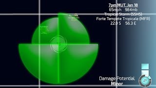 Mauritius Cyclone Berguitta Update  7pm MUT Jan 18 2018 [upl. by Ennaegroeg]