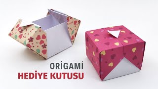 Origami Hediye Kutusu Yapımı Kağıttan Kolay Kutu Nasıl Yapılır [upl. by Hafital]