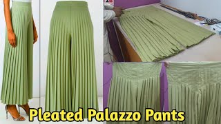 Pleated Palazzo Pants Cutting and Stitching  Plazzo Pant Design  Zara Boutique [upl. by Ailuj698]